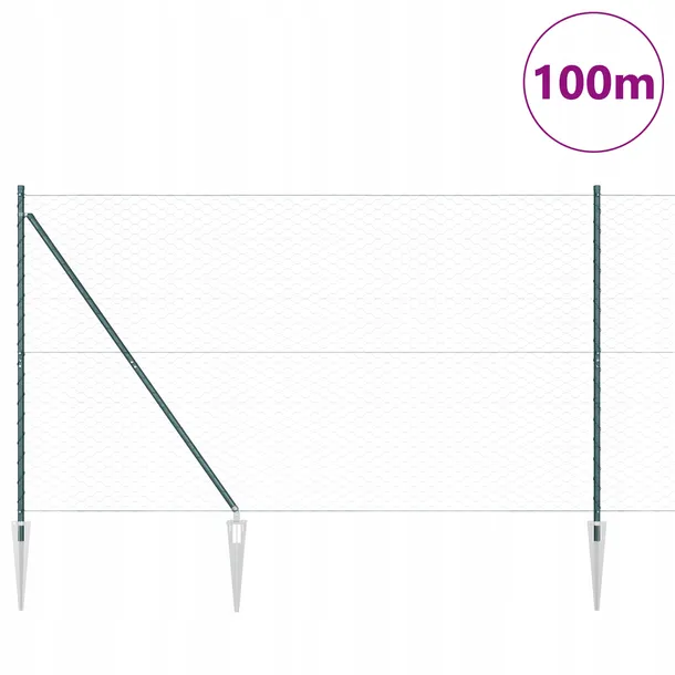 plot-heksagonalny-vidaxl-zielony-1-6x100-m-stal-dlugosc-100-m