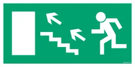 wyjscie-ewakuacyjne-w-lewo-schodami-w-gore-naklejka-300x150-swiecaca