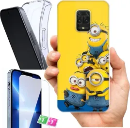 etui-na-xiaomi-redmi-note-9s-wzory-minionki-szklo