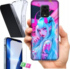 etui-na-xiaomi-redmi-note-9-pro-wzory-neon-girl-anime-szklo