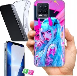 etui-na-realme-8-pro-wzory-neon-girl-anime-szklo