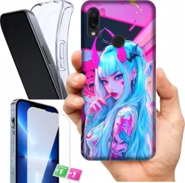 etui-na-xiaomi-redmi-note-7-wzory-neon-girl-anime-szklo
