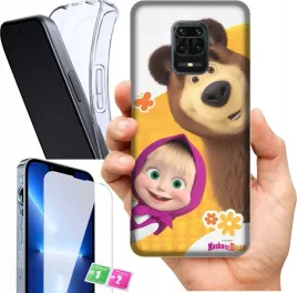 etui-na-xiaomi-redmi-note-9-pro-wzory-masza-i-niedzwiedz-szklo