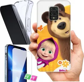 etui-na-xiaomi-redmi-note-9s-wzory-masza-i-niedzwiedz-szklo