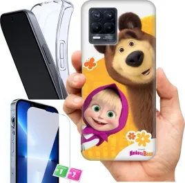 etui-na-realme-8-pro-wzory-masza-i-niedzwiedz-szklo