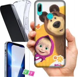 etui-na-huawei-p-smart-2019-wzory-masza-i-niedzwiedz-szklo