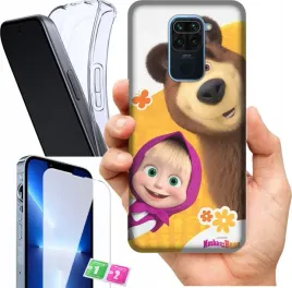 etui-na-xiaomi-redmi-note-9-wzory-masza-i-niedzwiedz-szklo
