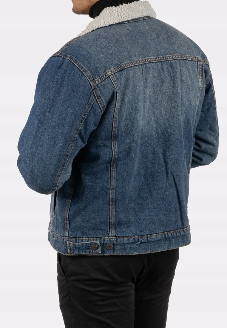 Katana Męska ZARA Kurtka Jeansowa Zimowa Ocieplana Kożuch OverSize