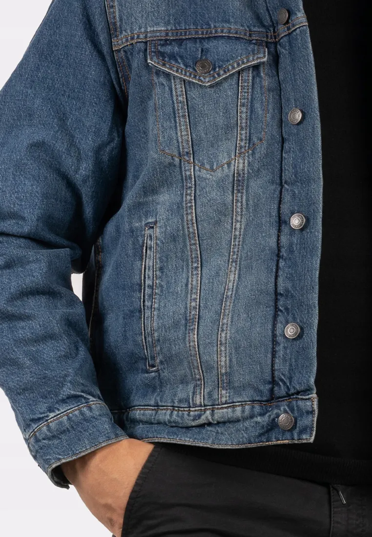 Katana Męska ZARA Kurtka Jeansowa Zimowa Ocieplana Kożuch OverSize