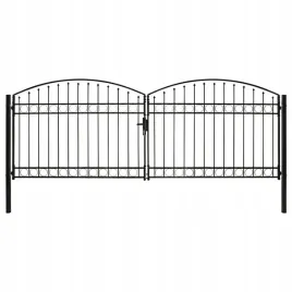 vidaxl-brama-ogrodzeniowa-podwojna-zaokraglona-stal-400x150-cm