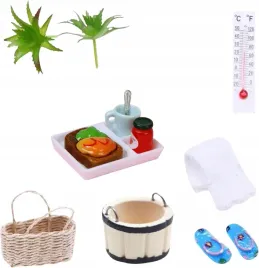 miniaturowe-dekoracje-do-figurek-recznik-i-koszyk-do-sauny-drzewka