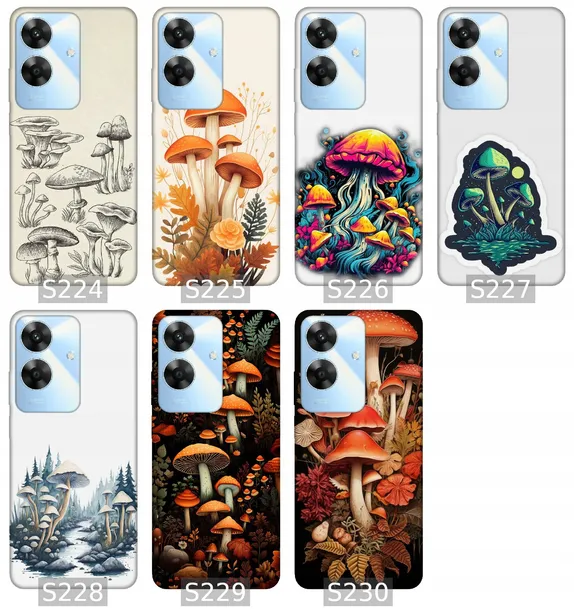 etui-na-realme-note-60-wzory-grzyby-funkcje-pochlanianie-wstrzasow