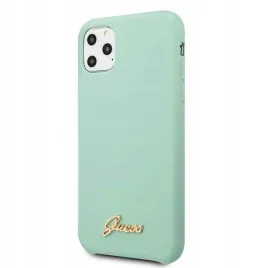 guess-etui-hard-case-do-iphone-11-prozielony-silikonowe-logo-vintage-gold