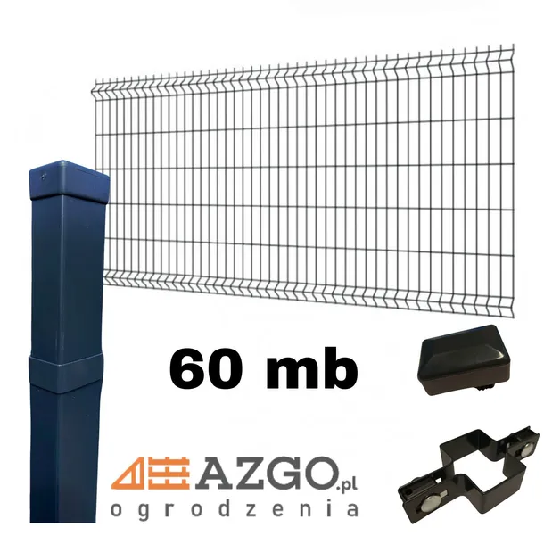 Ogrodzenie Panelowe 153cm fi4 – KOMPLET 60 mb (panele, słupki i akcesoria)