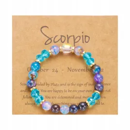 bransoletka-znak-zodiaku-scorpio-skorpion-niebieskimi-koralikami-elastyczna