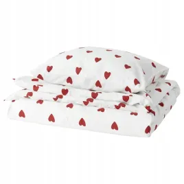ikea-barndrom-komplet-poscieli-150x200-50x60-cm-bialy-czerwone-serca