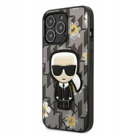karl-lagerfeld-etui-hardcase-do-iphone-13-13pro-61-flower-ikonik-szary