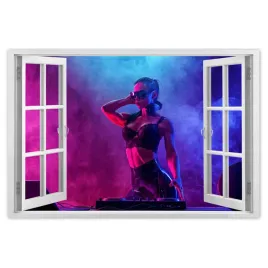naklejki-60x40-djka-kobieta-dj-dym-para