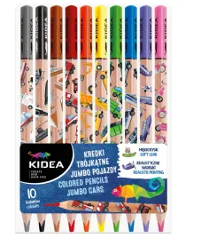 kredki-trojkatne-jumbo-pojazdy-10-kolorow-kidea