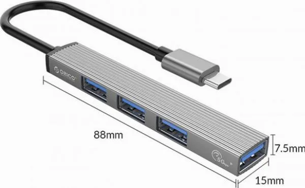 orico-hub-usb-c-usb-a-5gbps-3-usb-a-2-0-alumini-stan-opakowania-oryginalne