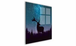 obraz-na-szkle-kwadratowy-60x60cm-036-jelen-noca