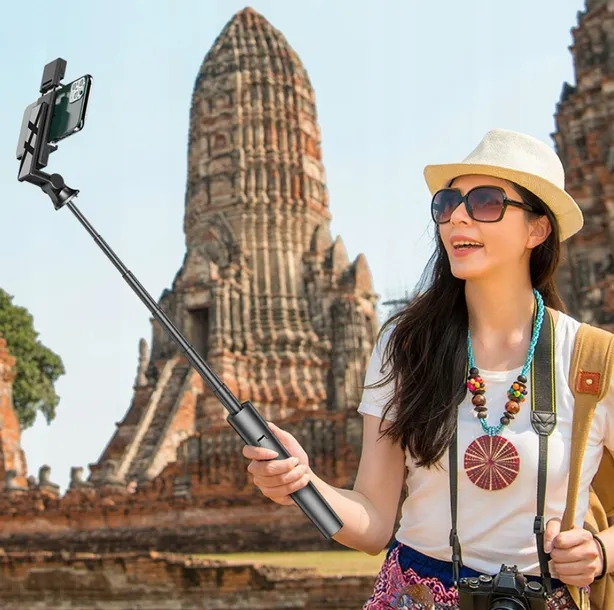 kijek-do-selfie-tripod-statyw-pilot-bluetooth-led-rodzaj-selfie-stick-stan-nowy