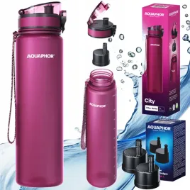 bidon-butelka-filtrujaca-wode-3x-wklad-aquaphor-city-duza-1l-bordowa