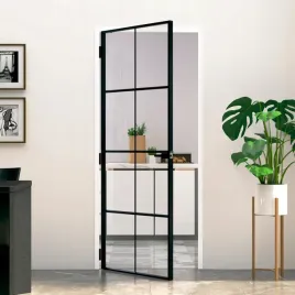 vidaxl-drzwi-wewnetrzne-czarne-83x2015-cm-szklo-i-aluminium