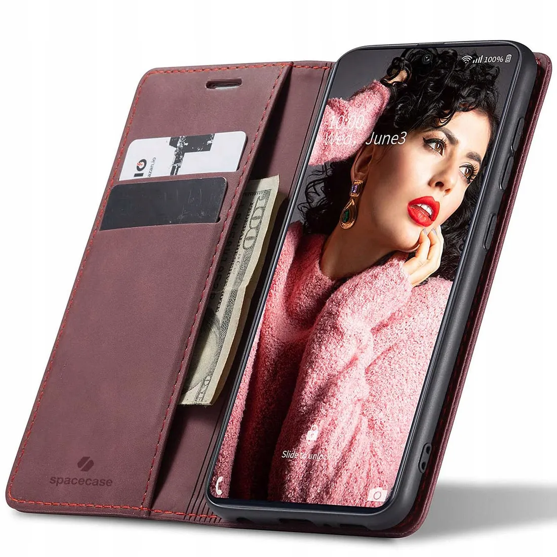 spacecase-wallet-galaxy-a71-red