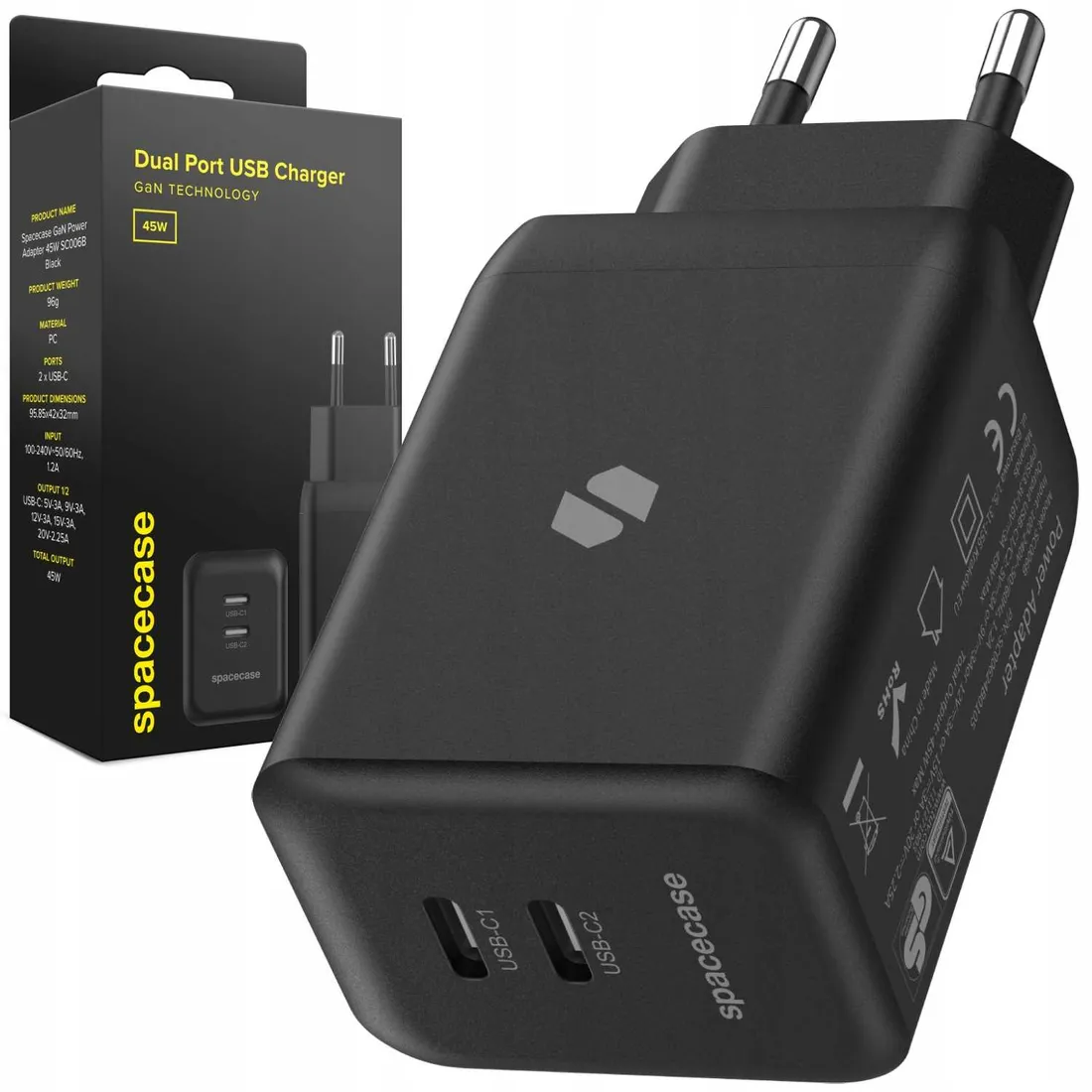 spacecase-usb-charger-45w-gan-sc006b-black
