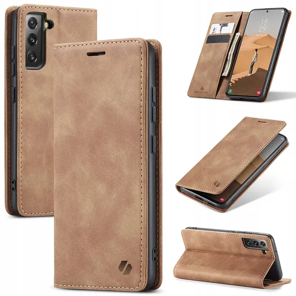 spacecase-wallet-galaxy-s22-light-brown-typ-etui-z-klapka