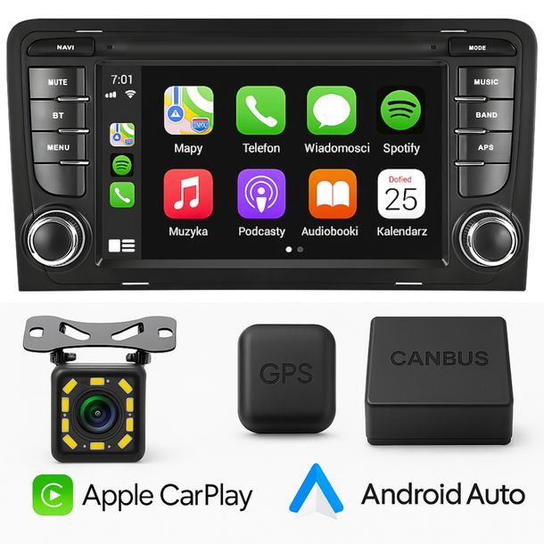 RADIO SAMOCHODOWE 4GB do AUDI A3 8P GPS ANDROID CARPLAY WIFI USB NAWIGACJA