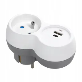 rozgaleznik-gniazdo-ladowarka-2p-z-usb-usb-c-bialo-szary-ae-13302