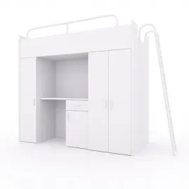 lozko-pietrowe-kiki-5-max-90x200-cm-z-biurkiem-i-drabinka-bialy-mat