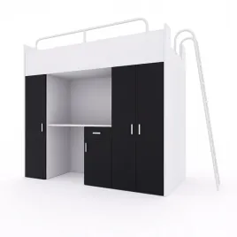 lozko-pietrowe-kiki-5-max-90x200-cm-z-biurkiem-i-drabinka-czarny-mat