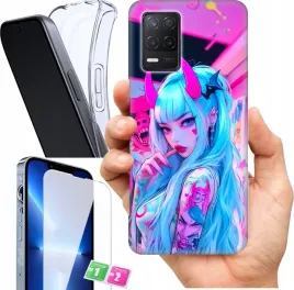 etui-na-realme-8-wzory-neon-girl-anime-szklo