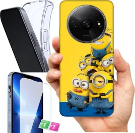 etui-na-xiaomi-redmi-a3-4g-wzory-minionki-szklo