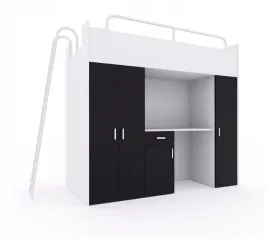 lozko-pietrowe-kiki-5-80x190-cm-z-biurkiem-i-drabinka-czarny-mat