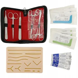 zestaw-do-nauki-szycia-chirurgicznego-narzedzia-nici-skinpad-etui