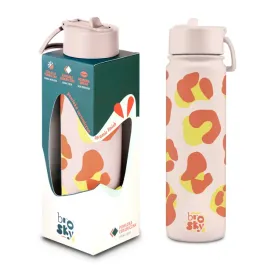 brosky-wild-rozowa-butelka-na-wode-z-nadrukiem-w-motyw-zwierzecy-680-ml