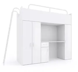 lozko-pietrowe-kiki-5-max-90x200-cm-z-biurkiem-i-drabinka-bialy-polysk