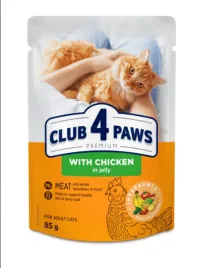 club-4-paws-karma-dla-doroslych-kotow-z-kurczakiem-w-galaretce-85g