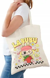 torba-bawelniana-ecru-nadruk-wzory-labubu-urocze-potworki