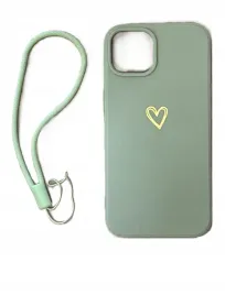 etui-do-apple-14-zielone-plecki-zlote-serduszko-smycz-ochrona-aparatu