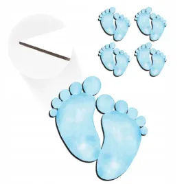 drewniane-niebieski-stopki-dekor-zestaw-4-sztuk-dla-dziecka-baby-shower