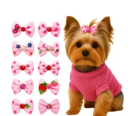 spinka-kokardka-dla-psa-10-x-rozowe-dla-yorka-shih-tzu-gumki-latex-york