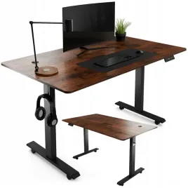 biurko-elektryczne-z-panelem-sterowania-regulacja-wysokosci-brazowe-140x80