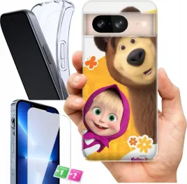 etui-na-google-pixel-8-wzory-masza-i-niedzwiedz-szklo