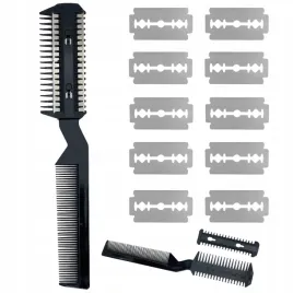 zestaw-trymer-podwojny-grzebien-do-cieniowania-wlosow-tempera-10-zyletek