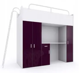 lozko-pietrowe-kiki-5-max-90x200-cm-z-biurkiem-i-drabinka-fiolet-polysk